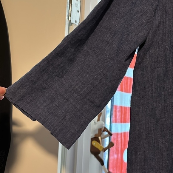 Alberto Makali blue linen open blazer size large - Picture 3 of 6